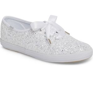 NWT! Kate Spade x Keds white glitter sneaker